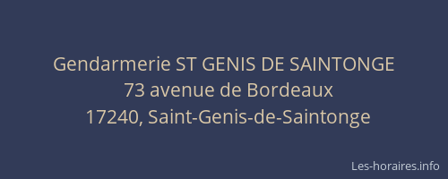 Gendarmerie ST GENIS DE SAINTONGE