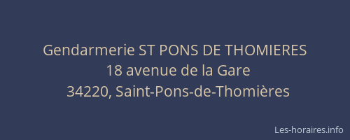 Gendarmerie ST PONS DE THOMIERES