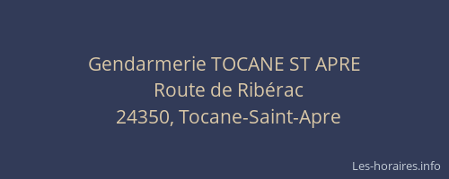 Gendarmerie TOCANE ST APRE
