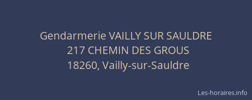 Gendarmerie VAILLY SUR SAULDRE