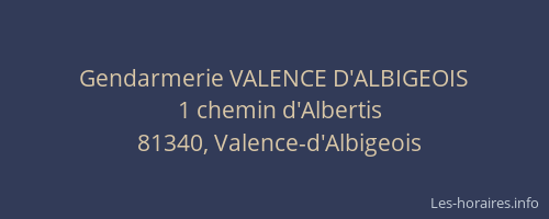 Gendarmerie VALENCE D'ALBIGEOIS
