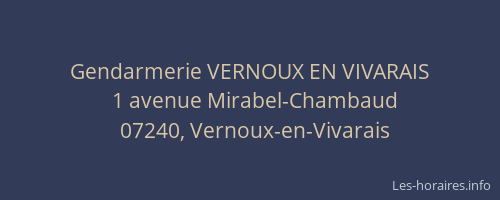 Gendarmerie VERNOUX EN VIVARAIS