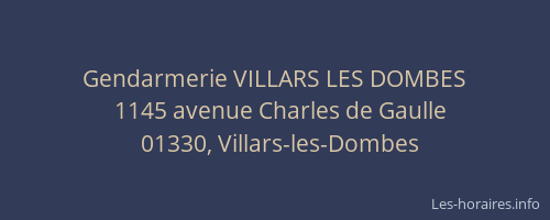 Gendarmerie VILLARS LES DOMBES