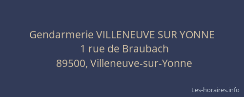 Gendarmerie VILLENEUVE SUR YONNE