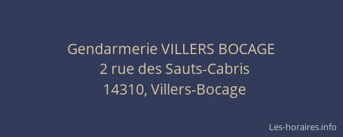 Gendarmerie VILLERS BOCAGE