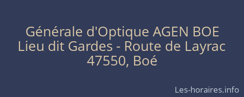 Générale d'Optique AGEN BOE
