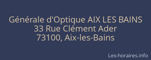 Générale d'Optique AIX LES BAINS