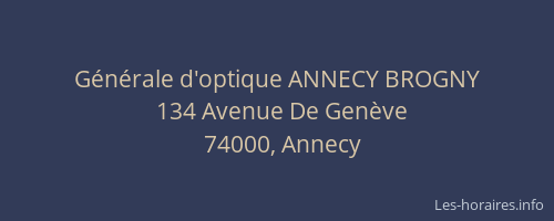 Générale d'optique ANNECY BROGNY