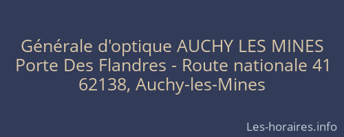 Générale d'optique AUCHY LES MINES