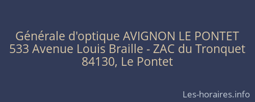 Générale d'optique AVIGNON LE PONTET
