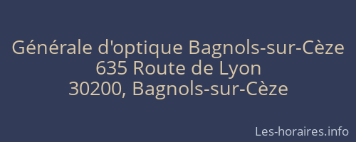 Générale d'optique Bagnols-sur-Cèze