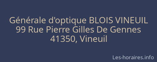 Générale d'optique BLOIS VINEUIL