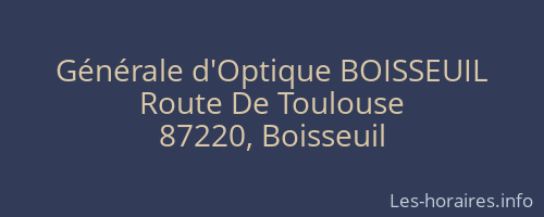 Générale d'Optique BOISSEUIL