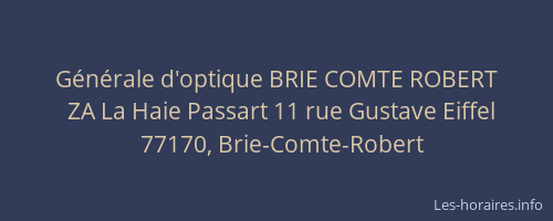 Générale d'optique BRIE COMTE ROBERT