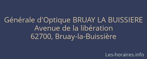 Générale d'Optique BRUAY LA BUISSIERE