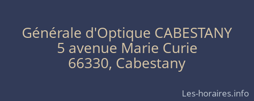 Générale d'Optique CABESTANY