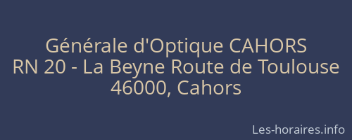 Générale d'Optique CAHORS
