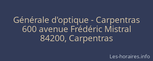 Générale d'optique - Carpentras