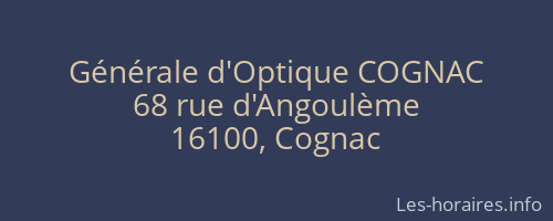 Générale d'Optique COGNAC