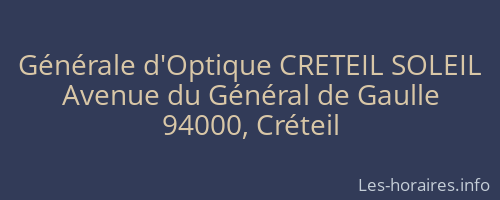 Générale d'Optique CRETEIL SOLEIL