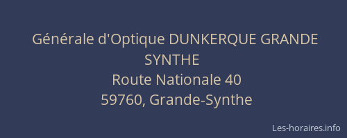 Générale d'Optique DUNKERQUE GRANDE SYNTHE