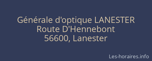 Générale d'optique LANESTER