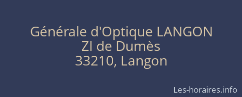 Générale d'Optique LANGON