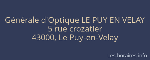 Générale d'Optique LE PUY EN VELAY