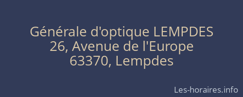 Générale d'optique LEMPDES