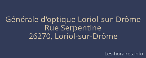 Générale d'optique Loriol-sur-Drôme