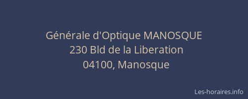 Générale d'Optique MANOSQUE
