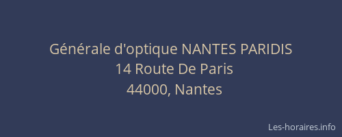 Générale d'optique NANTES PARIDIS