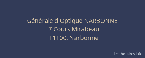 Générale d'Optique NARBONNE