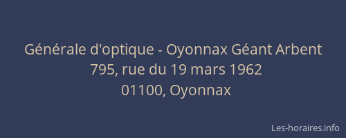 Générale d'optique - Oyonnax Géant Arbent