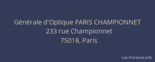 Générale d'Optique PARIS CHAMPIONNET