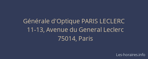 Générale d'Optique PARIS LECLERC