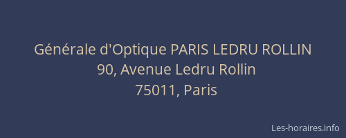 Générale d'Optique PARIS LEDRU ROLLIN