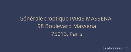 Générale d'optique PARIS MASSENA
