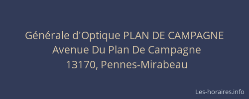 Générale d'Optique PLAN DE CAMPAGNE