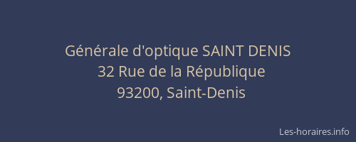 Générale d'optique SAINT DENIS