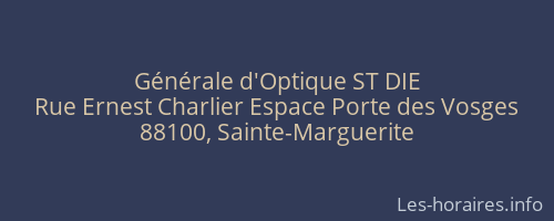 Générale d'Optique ST DIE