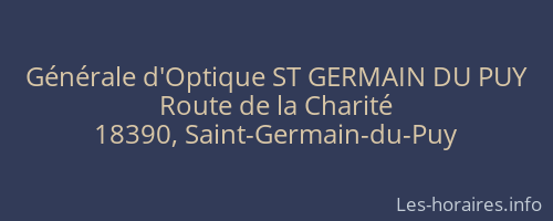 Générale d'Optique ST GERMAIN DU PUY