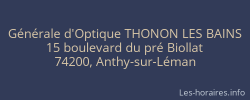 Générale d'Optique THONON LES BAINS