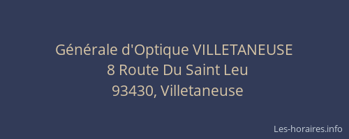 Générale d'Optique VILLETANEUSE