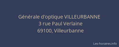 Générale d'optique VILLEURBANNE