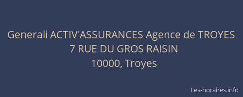 Generali ACTIV'ASSURANCES Agence de TROYES