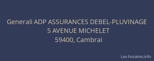 Generali ADP ASSURANCES DEBEL-PLUVINAGE