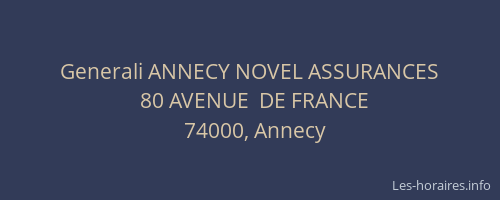 Generali ANNECY NOVEL ASSURANCES