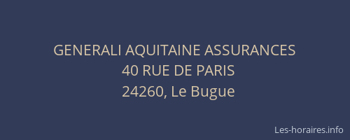 GENERALI AQUITAINE ASSURANCES