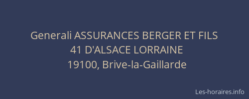Generali ASSURANCES BERGER ET FILS